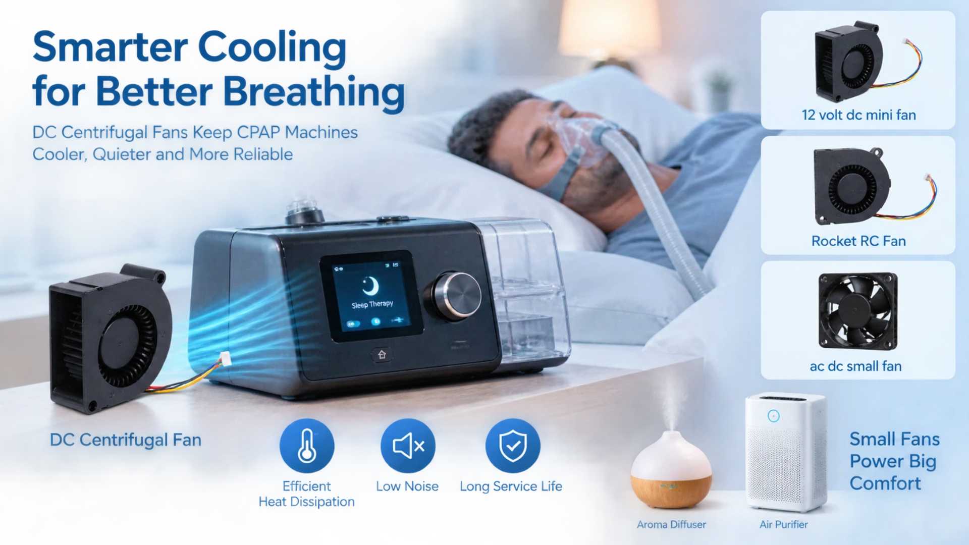 小型DCシロッコファンは、CPAPやコンパクト家電の空気の流れと熱の問題をどのように解決するか？